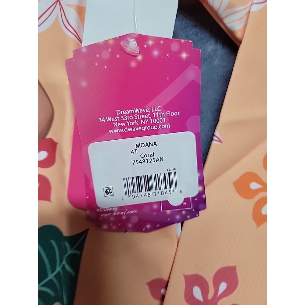 Girls Longsleeve Water Shirt 50+ UV Protection Quick Drying T-Shirt MOANA Size 4 - Picture 2 of 6